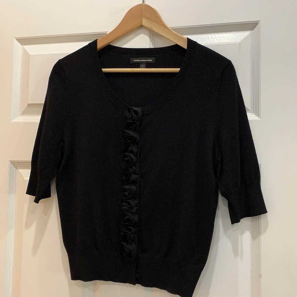 Express Design Studio Flower Placket Cropped Cardigan Size Medium